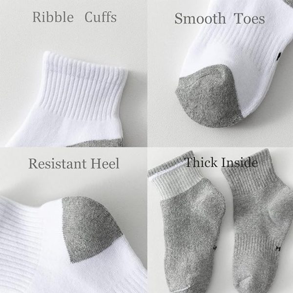 High-Quality Black & Gray Toe Athletic Crew Socks (Set of 6) - Image 4